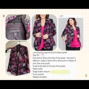 Lane Bryant Floral Print Crepe Blazer